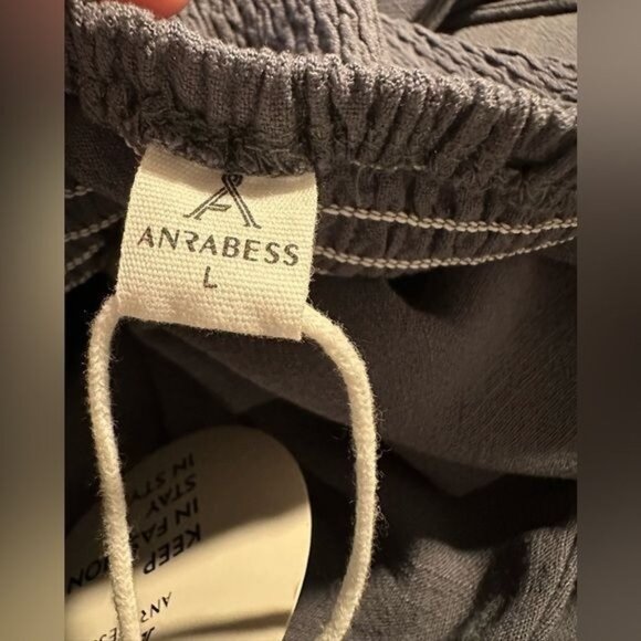 Anrabess Women’s One-Shoulder Jumpsuit L Charcoal Gray Wide-Leg Spaghetti Strap - Picture 5 of 7